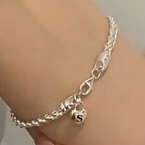 925 Sterling Silver Bracelet with Open Heart